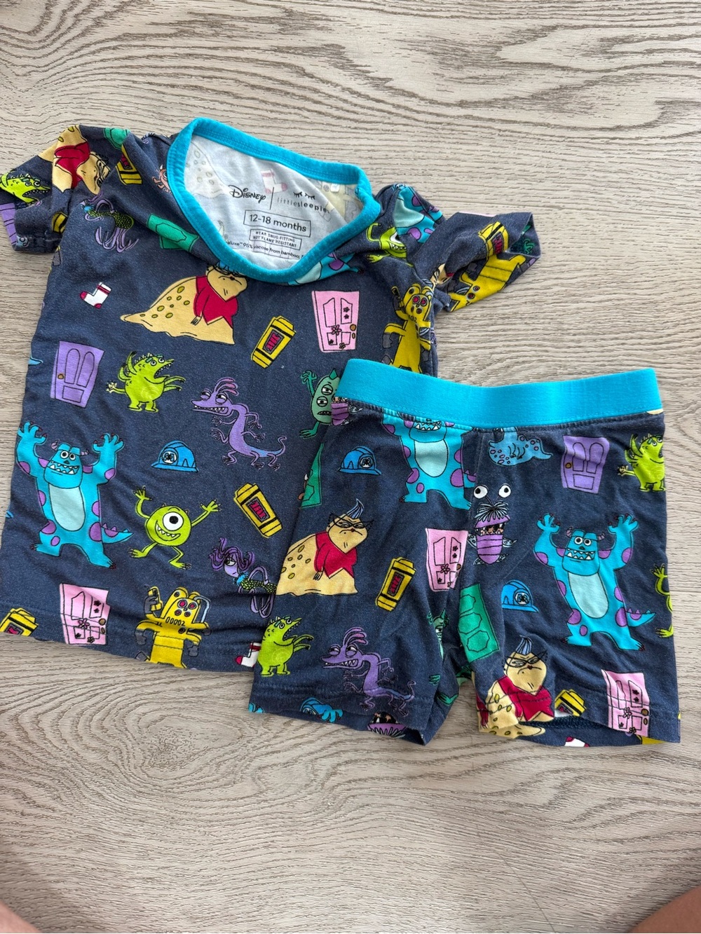 Little Sleepies Disney Monsters Inc. Kids Pajama Set shortie 12-18mo